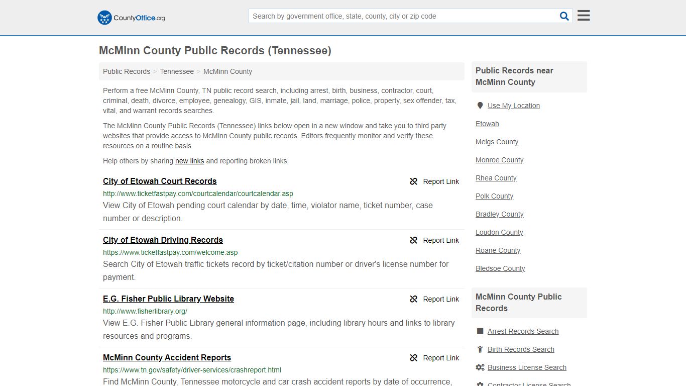 McMinn County Public Records (Tennessee) - County Office