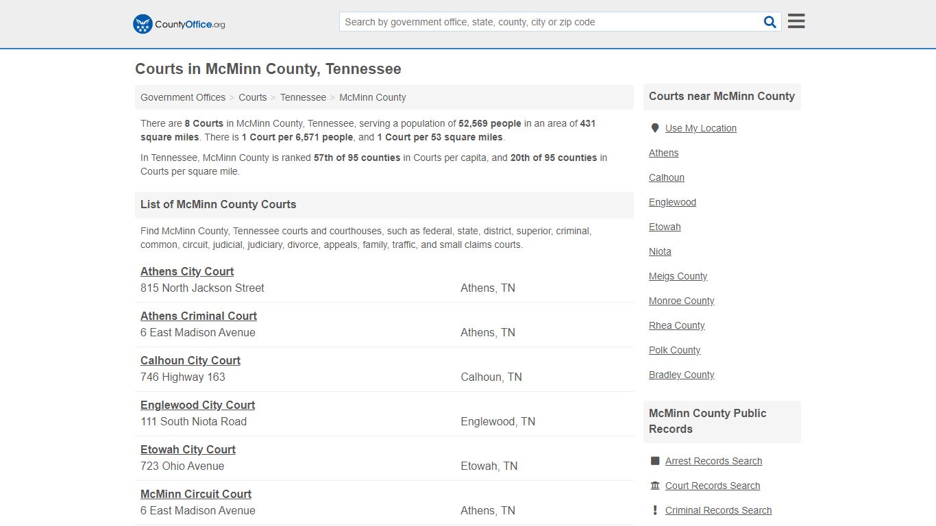 Courts - McMinn County, TN (Court Records & Calendars)